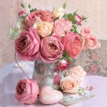Roses in pot rosa